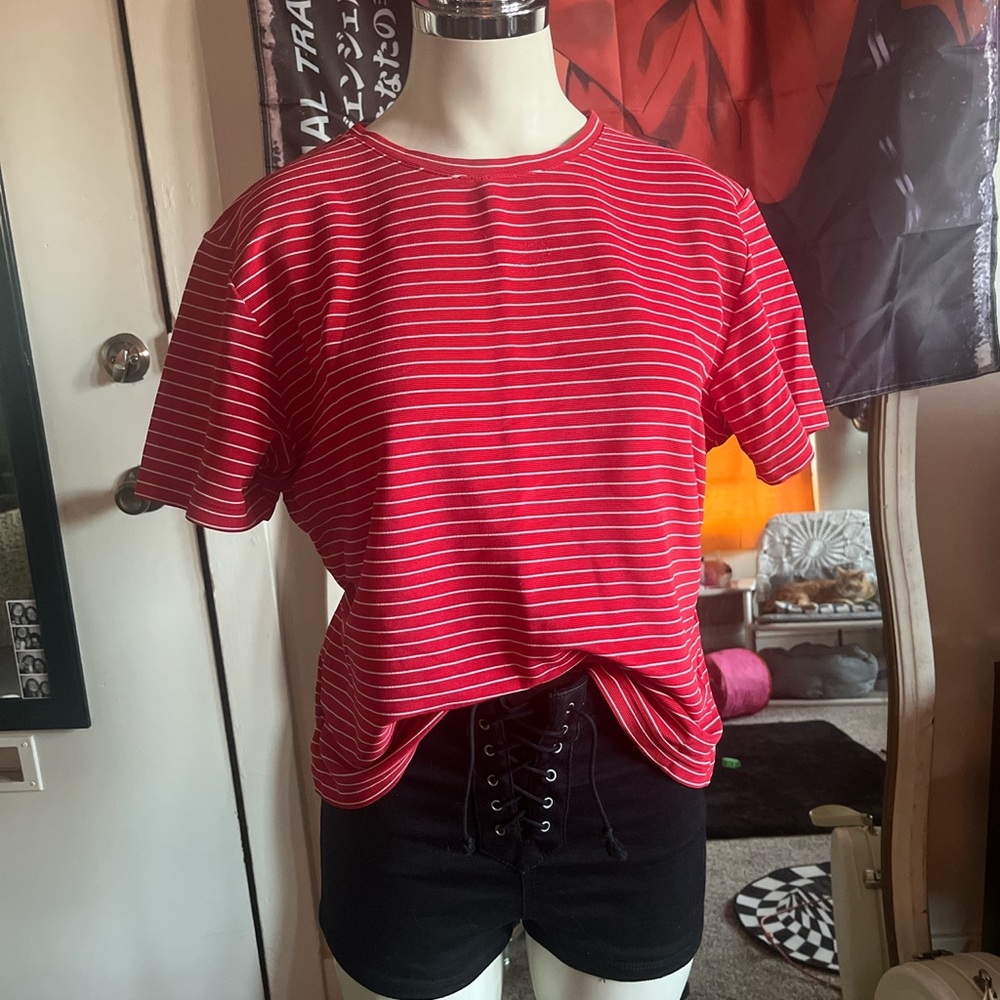 Red striped tee